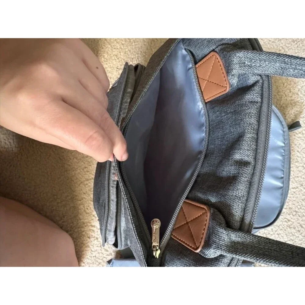 Ruvalino Diaper Bag Backpack Unisex Large Gray Excellent Insulated Pockets & Pad